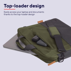 Geanta pentru laptop Trust Lisboa 16 inch, geanta de umar barbati femei cu curea de carucior, geanta din sticle PET reciclate, geanta de lucru pentru afaceri de calatorie MacBook notebook HP Dell Asus Lenovo - verde - Img 6