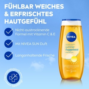 Gel de dus NIVEA Summer Happiness, 250 ml, cu vitaminele C si E, pH-neutru - Img 2
