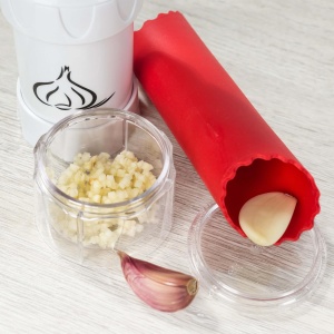 Genius A19168 Tocator de usturoi Alb Plastic si Inox Compact - Img 3