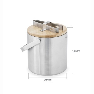 Gheata cu capac Lacor 65514, inox, 1.3L, cu capac din bambus - Img 2