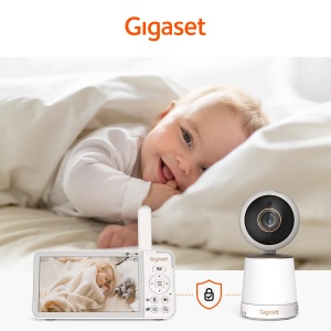 Gigaset Baby 500 Video - Monitor video pentru bebelusi cu transmisie video HD - Tehnologie Secure FHSS - Ecran LCD IPS de 5" - Durata lunga de viata a bateriei - Mod de vedere pe timp de noapte color - Alb crem/Bronz - Img 9