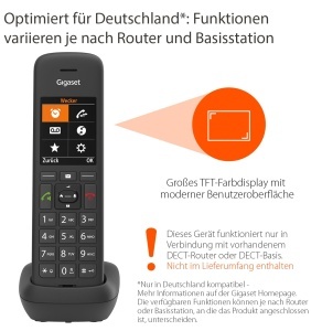 Gigaset C575HX - receptor DECT cu suport de incarcare - compatibil Fritzbox - telefon fara fir pentru router si baza DECT - afisaj color TFT mare, negru [versiunea germana] [Fara baza] - Img 2