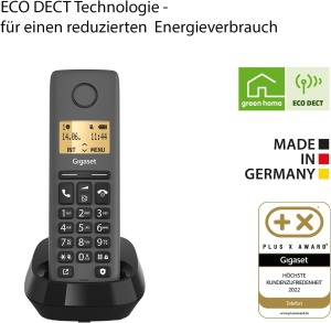 Gigaset Pure 120 - Telefon fara fir cu protectie impotriva apelurilor si ECO DECT - afisaj retroiluminat - Compatibil cu aparate auditive, negru antracit [Compatibil in DE, IT, FR, NL, BE, Che, AUT] - Img 5