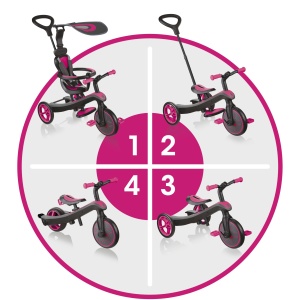 GLOBBER Explorer Trike 4in1 Roz fucsia - Img 3