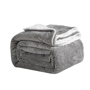Good Nite Kuscheldecke Fleecedecke Wohndecke Decke Sherpa Sofauberwurf Couchdecke Warm Winter Weich (Grau, 130x150cm) - Img 1