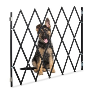 Gratar de protectie pentru caini Relaxdays, extensibil 17-130 cm, inaltime 87,5-100 cm, bambus, negru