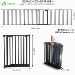 Gratar de protectie VOUNOT 360cm metalic, pliabil, cu usa de siguranta, negru - Img 6