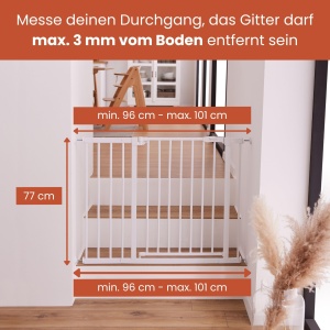 Gratar de siguranta Hauck Clear Step 2, extensie 21cm, alb, pentru usi si scari - Img 3