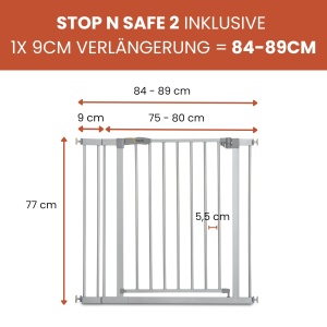 Gratar de siguranta hauck Stop N Safe 2, argintiu, pentru usi si scari, 84-89 cm - Img 2