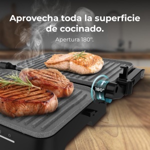 Gratar electric Cecotec RocknGrill 1500W, deschidere 180, strat antiaderent, tava pentru grasime - Img 4