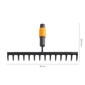 Grebla Fiskars cu 14 varfuri, cap scule, latime: 36 cm, dinti din otel calit, negru/portocaliu, QuikFit, 1000653 - Img 2