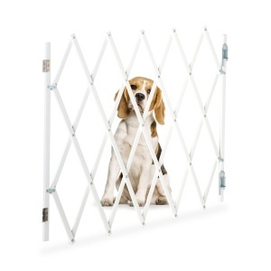 Grilaj de protectie pentru caini Relaxdays, extensibil 17-118 cm, inaltime 69-82,5 cm, bambus, alb