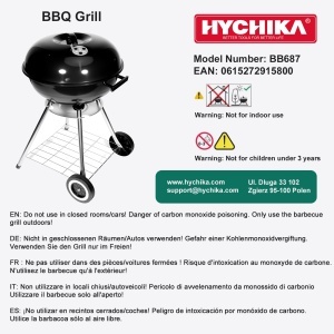 Grill cu Carbune HYCHIKA Kugelgrill 47cm, Compact, Mobil, cu Roti - Img 8