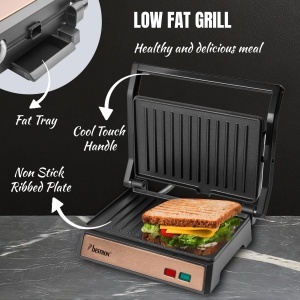 Grill electric Bestron APM124CO, 1000W, cuplu de 180, culoare cupru - Img 3