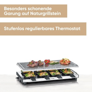 Grill electric SEVERIN RG 2374, Raclette pentru 8 persoane, Naturgrillstein, 1700 W, Negru - Img 2