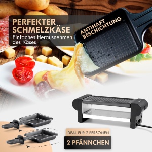 Grill Raclette Clatronic RG 3592 pentru 2 persoane, 20.5 x 10.5 cm, 350W - Img 4