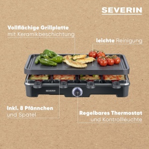 Grill Raclette Severin RG 9670, 8 persoane, 1400 W, negru - Img 8