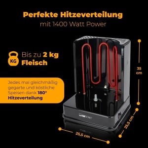 Grill vertical Clatronic DVG 3686, 1400W, cu 1 rotisor si 6 spiese - Img 3