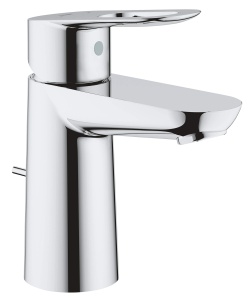 GROHE BauLoop - Robinet de lavoar cu o singura parghie (cu economie de apa, S-Size, cu tija de tragere, instalare cu o singura gaura), crom, 23335000