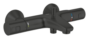 GROHE Precision Start, robinet pentru cada, cu economie de apa (robinet de dus, termostat mentine temperatura constanta, anti-oparire la 38degC, baterie cu buton de economisire a apei), negru, 345982430 - Img 1