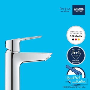 GROHE QUICKFIX Start - Baterie de lavoar cu o singura parghie (cu economie de apa, inclusiv instrument de asamblare 3 in 1, cu limitator de temperatura, atasare rapida), cromata, 23550002 - Img 2