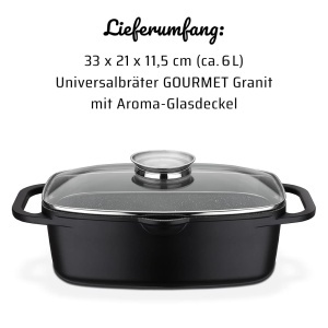 GSW Universalbrater Gourmet Granit 6 Litri Negru Aliaj Aluminiu Inductie - Img 7