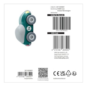 HABA Cars - Masina de curse verde cu motor oscilant - Masina de jucarie sustenabila din plastic reciclat - Masina de curse fara baterie de la 2 ani - 2011859001 - Img 2