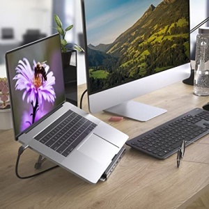 Hama USB-C Hub Docking Station 12in1 Laptop Stand Gri Aluminiu - Img 18