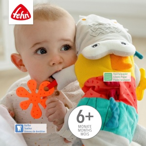 Handpupa Fehn Krokodil DoBabyDoo 049183 cu Rassel Quietsche si Beiser pentru bebelusi 6 luni - Img 3