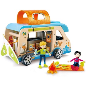 Hape Adventure Van | Autocaravana cu papusi si accesorii, rulota poate fi deschisa, de la 3 ani - Img 4