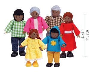 Hape E3501 - Familia de papusi, piele inchisa la culoare - Img 3