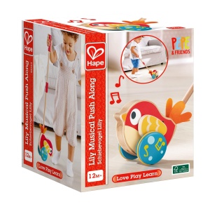 Hape Schiebevogel Lilly von Hape | Pasare mica de alunecare din lemn, jucarie pentru copii mici cu tija detasabila - Img 4