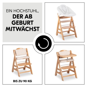 hauck Beta Natural - Set scaun inalt pentru copii in crestere de la 6 luni pana la 90 kg cu roti perna de scaun scandura mare bara de siguranta mica c - Img 2
