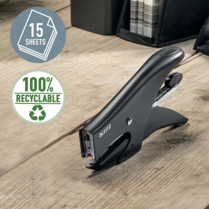 Heftzange Leitz NeXXt 100 Reciclabila, Metal, Negru, Capacitate 15 Foi - Img 2