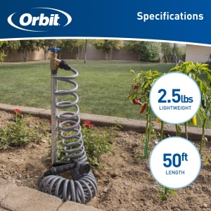 Hose Spiral pentru Gradina Orbit 27560, 15,2 m, 8 Moduri de Stropire, Gri - Img 4