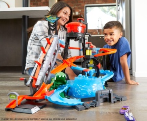 Hot Wheels FTB67 - City Ultimate Car Wash cu Crocodil Set de joc Statie de spalat auto cu efect de schimbare a culorii incl 1 masina de jucarie si ali - Img 2