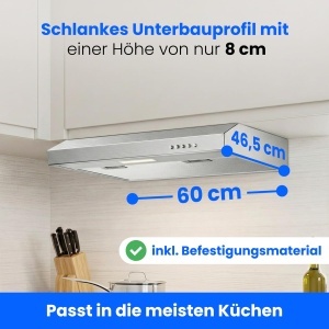 Hota de bucatarie Bomann DU 7613, 60 cm, 222 mh, cu LED - Img 4