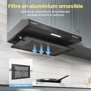 Hota incorporabila COMFEE SLIF17B-60, 60 cm, 200 m3h, 3 trepte, LED, Negru - Img 4