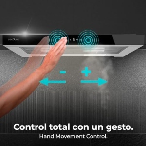 Hota telescopica Cecotec 60 cm Flux TLT 605500 Sticla Negru A Motor 70W Consum redus de energie Fata din sticla alba Extractie 550m3h Control tactil s - Img 11