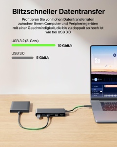 Hub USB-C Belkin 8-in-1, 100 W, 4K la 60 Hz, Ethernet 2,5 Gbits, Negru - Img 6