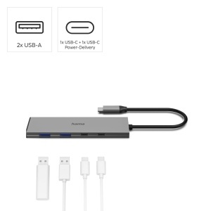 Hub USB C Hama 4 porturi, 2x USB A, 1x USB C, 10 Gbits, aluminiu - Img 2