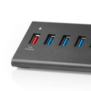 Hub USB NEDIS UHUBUP3810BK - 8 Porturi USB 3.0, Alimentare Externa, Aluminiu - Img 5