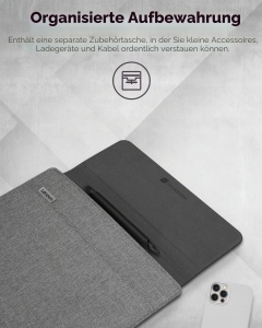 Husa Laptop Lenovo Yoga 14,5 inch, Magnet, Recycle PET, Gri - Img 4
