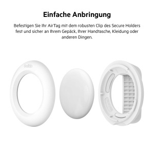 Husa pentru AirTag Belkin cu Clip, Protectie Anti-Zgarieturi, Alb - Img 2