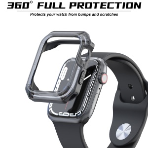 Husa Protectie pentru Ceas Inteligent Apple Watch 45 mm Series 7, Neagra, Geam Temperat - Img 4