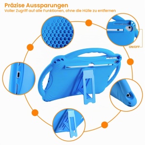 Husa protectie pentru iPad 10.2 TOPESCT, silicon, albastra, cu maner si suport - Img 4