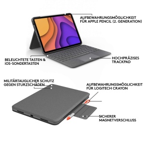 Husa Tastatura Logitech Folio Touch pentru iPad Air 45, cu Trackpad, Iluminare Tasta - Img 7