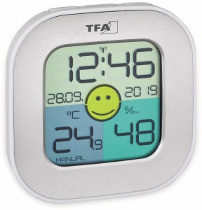 Hygrometru Digital TFA Dostmann FUN Termometru de Interior Display Colorat Argintiu