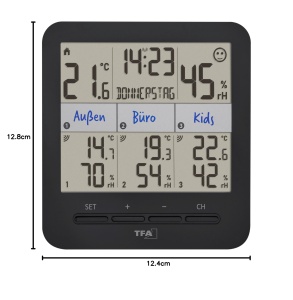 Hygrometru digital TFA Dostmann KLIMAHOME 2, 3 senzori, negru - Img 7