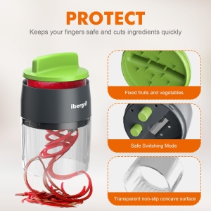 Ibergrif M522 Feliator spiralat legume, taietor de spaghete de dovlecei imbunatatit Taietor spiral de dovlecei Fara BPA Sigur pentru masina de spalat vase, 4 in 1 Feliator spiralat pentru legume pentru dovlecei, castraveti, cartofi - Img 4